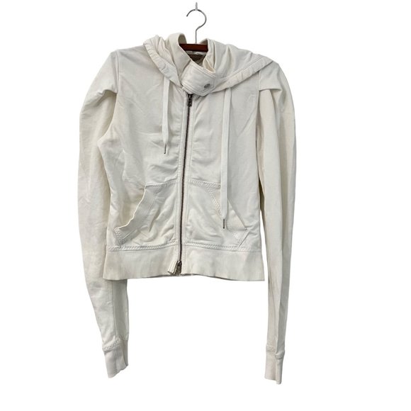 Stella McCartney X Adidas Womens Ivory Snap Collar Full Zip Hoodie Size Small - Picture 1 of 7